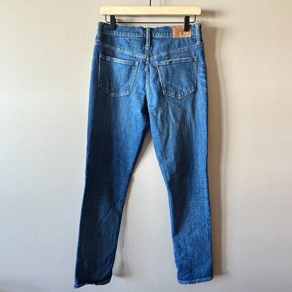 Women's 26 Madewell The High-Rise Slim Boyjean Zipper Fly Distressed Whiskering - Picture 3 of 10